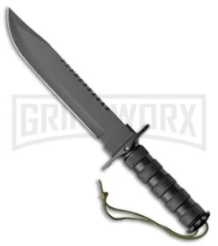 Rite-Edge Strive Black Aluminum Fixed Blade Knife - Black Plain