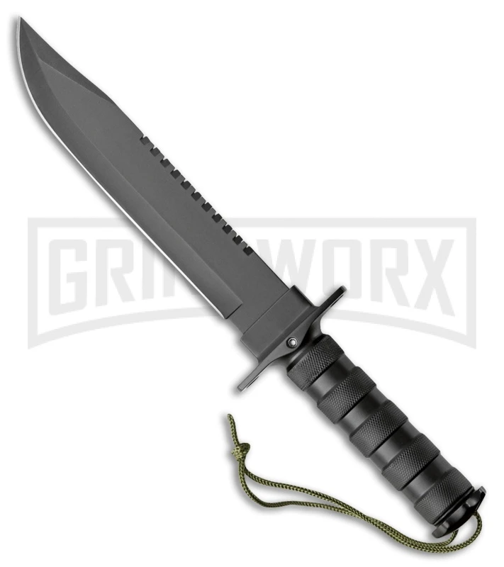Rite-Edge Strive Black Aluminum Fixed Blade Knife - Black Plain