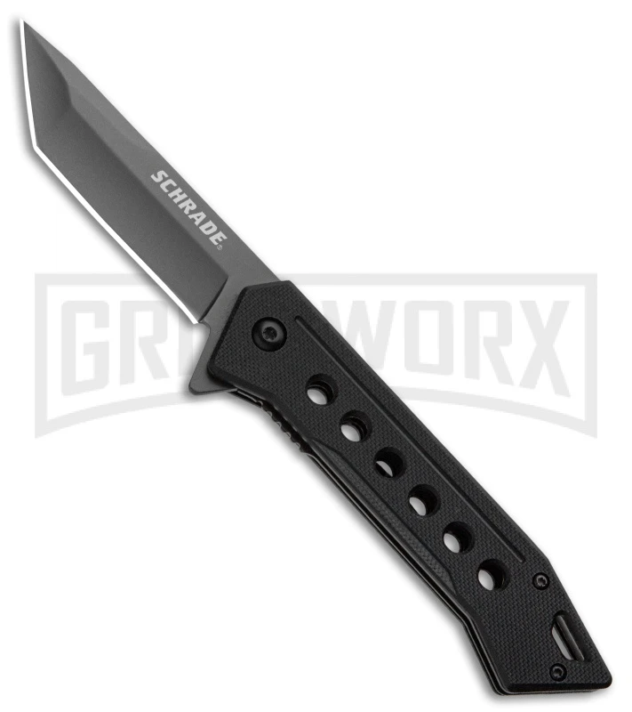 Schrade U.G. Black G-10 Folding Knife - Tanto Gray Plain 1100044