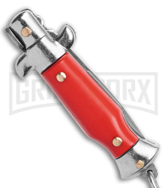SKM 2.75" Italian Stilletto Keychain Red Automatic Knife - Image 3
