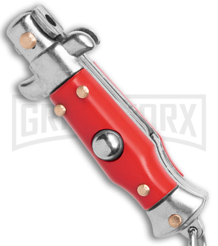 SKM 2.75" Italian Stilletto Keychain Red Automatic Knife - Image 2