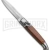 SKM 8" Fancy Lever Lock Wood Automatic Knife - Satin Bayonet