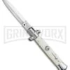SKM/AB 8" Italian Stiletto Sim Ivory Automatic Knife - Dagger Satin