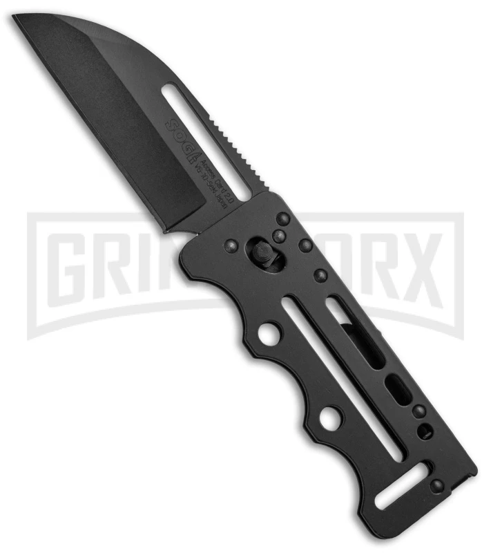 SOG Access Card 2.0 Slim Sheepsfoot Folding Knife - Black Plain