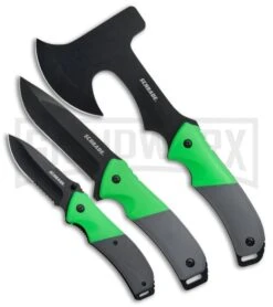 Schrade Three Piece Green Rubber Outdoor Combo Pack