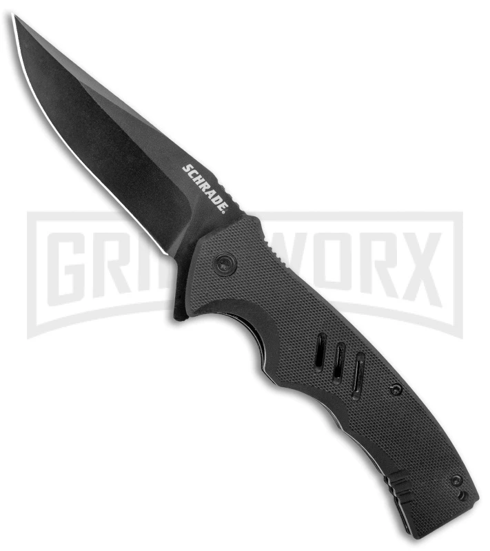 Schrade Sentiment Black G-10 Flipper Knife - Black Plain
