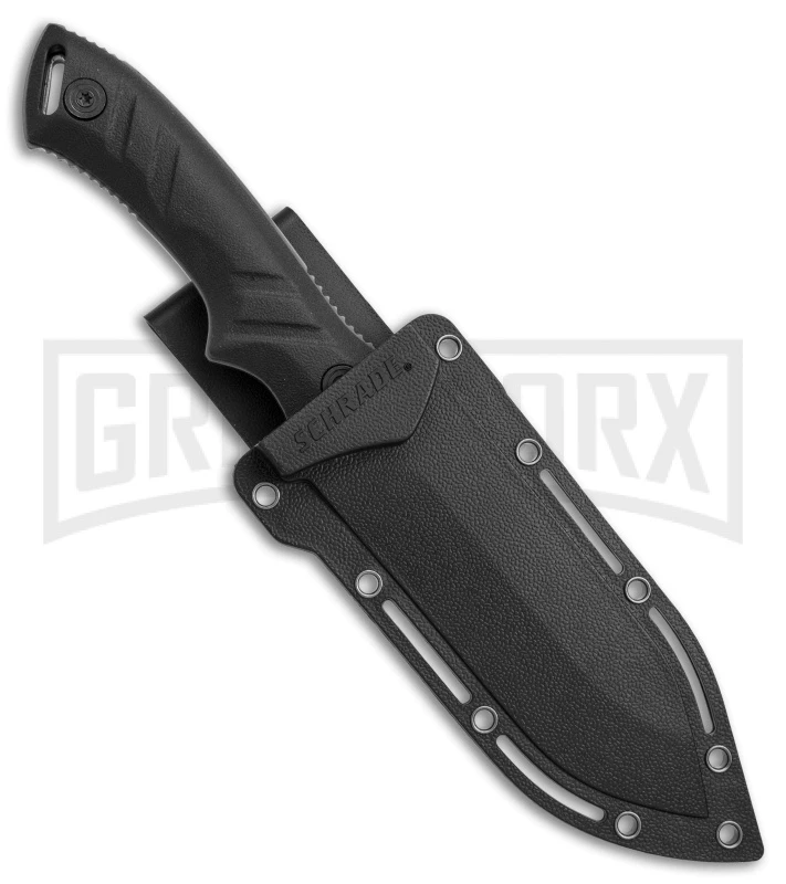 Schrade Guthook Black TPE Fixed Blade Knife - Gray Plain - Image 3