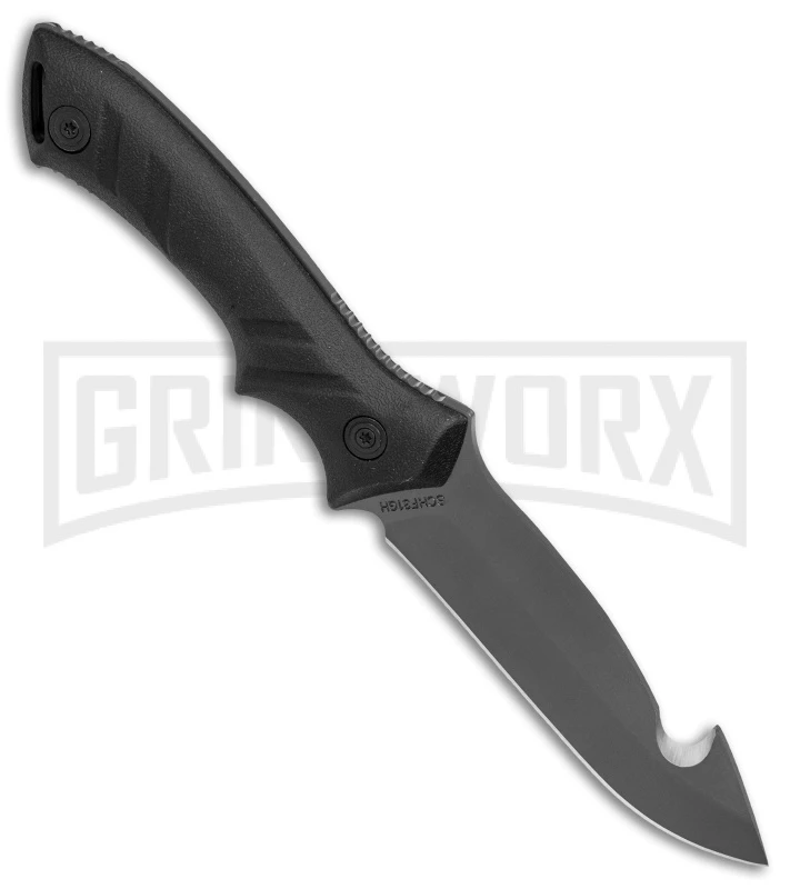 Schrade Guthook Black TPE Fixed Blade Knife - Gray Plain - Image 2