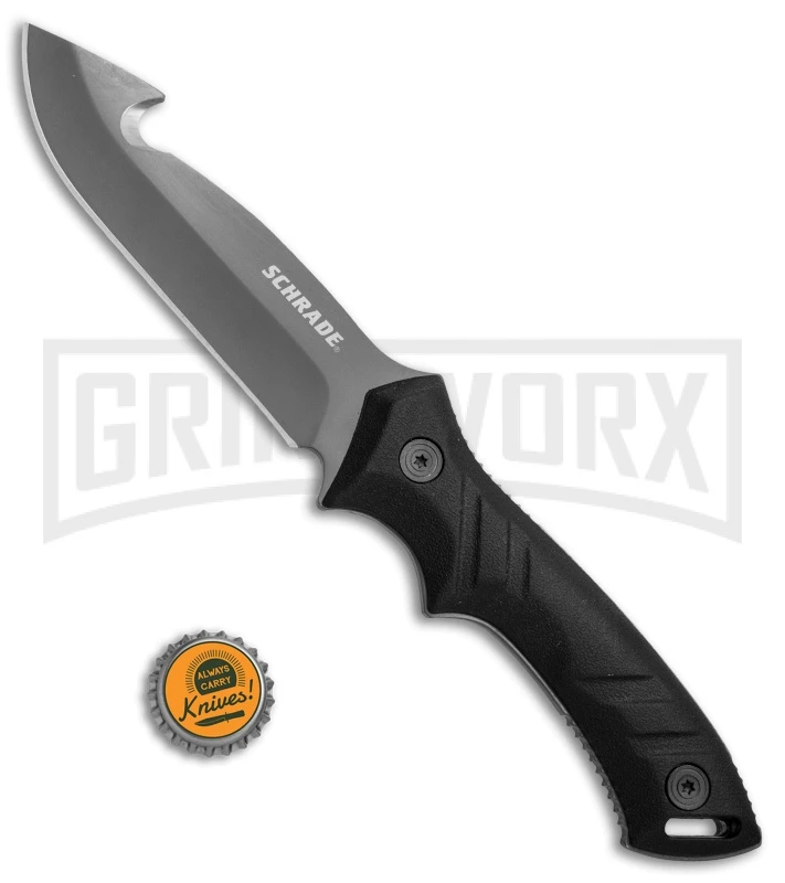 Schrade Guthook Black TPE Fixed Blade Knife - Gray Plain - Image 4