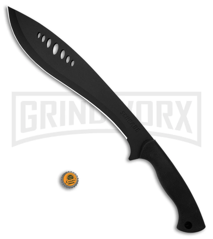 Schrade Large Kukri Machete Black Rubber Fixed Blade - Black Plain - Image 5