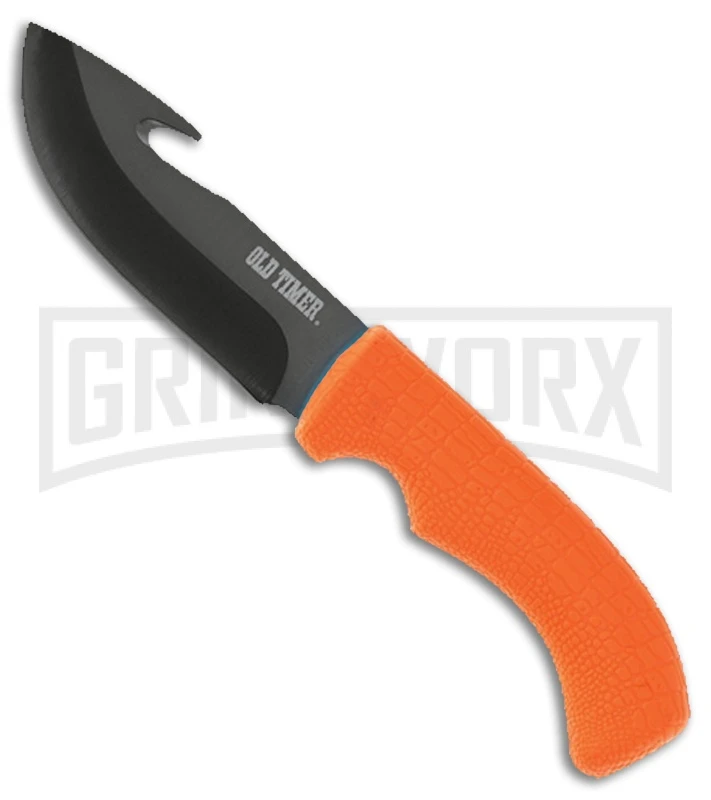 Old Timer 3-Piece Set Orange Polymer Set W/ Black Fixed Blade Knives - Image 3