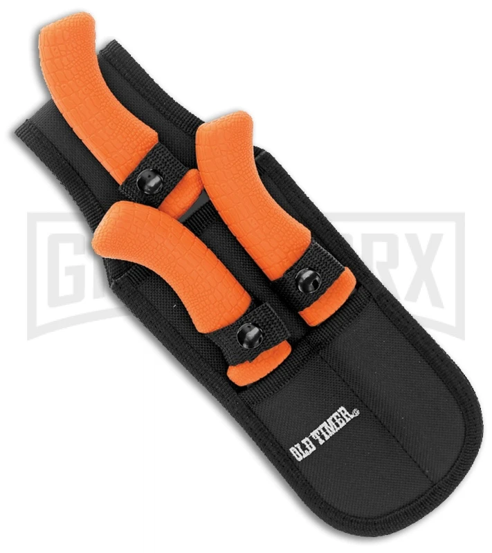 Old Timer 3-Piece Set Orange Polymer Set W/ Black Fixed Blade Knives - Image 5