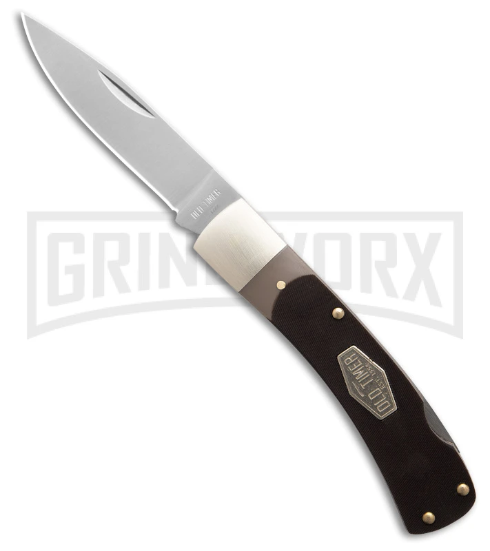 Schrade Old Timer Black Polymer Bowie Knife & Lockback Folder Satin Plain - Image 5