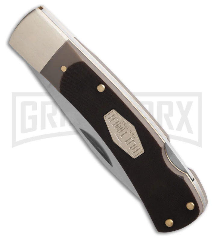 Schrade Old Timer Black Polymer Bowie Knife & Lockback Folder Satin Plain - Image 6