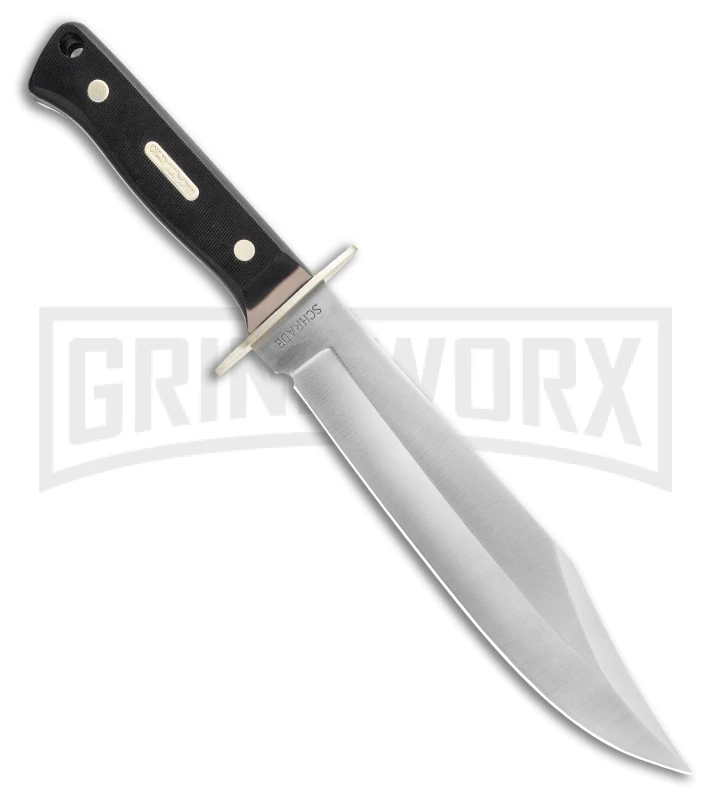 Schrade Old Timer Black Polymer Bowie Knife & Lockback Folder Satin Plain - Image 3