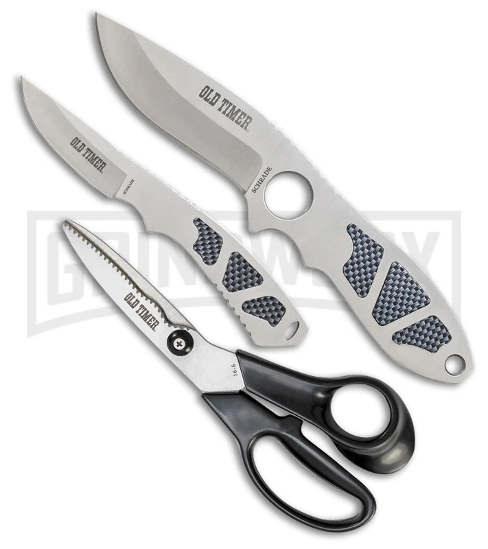 Schrade Old Timer Hunting/Cleaning Kit Black Knife/Shears Set