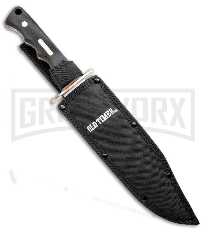 Schrade Old Timer OT Black Polymer Bowie Knife & Folder Satin Plain - Image 7