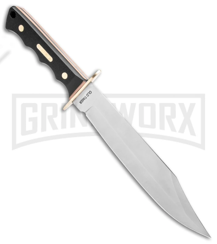 Schrade Old Timer OT Black Polymer Bowie Knife & Folder Satin Plain - Image 6