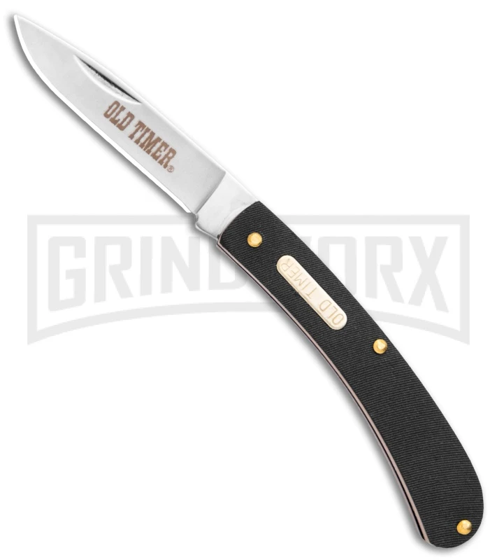 Schrade Old Timer OT Black Polymer Bowie Knife & Folder Satin Plain - Image 2