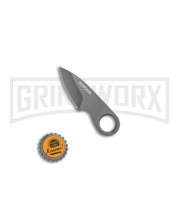 Schrade Pocket Gray Neck Knife Fixed Blade With Money Clip - Gray Plain - Image 4