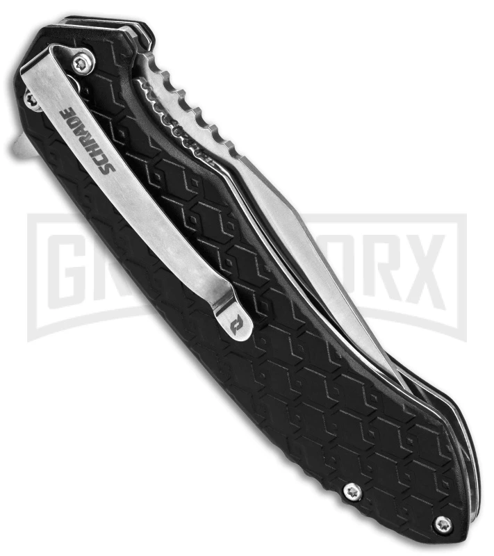 Schrade Scramble Black Aluminum Liner Lock Knife - Satin Plain - Image 3