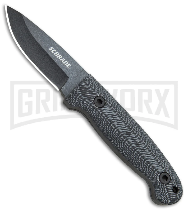 Schrade Small Frontier Micarta Fixed Blade With Ferro Rod - Black SW Plain