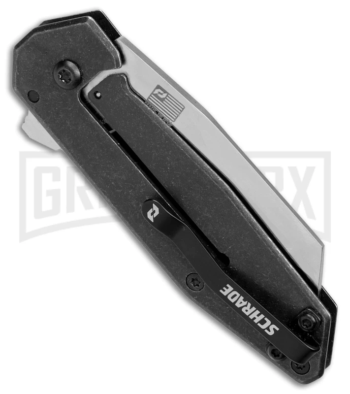 Schrade Slyte Black Stainless Steel Compact Frame Lock Knife - Satin Plain - Image 3