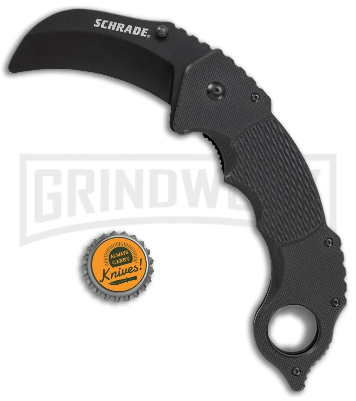 Schrade Trainer Karambit Black G-10 Folding Knife - Black Plain - Image 3