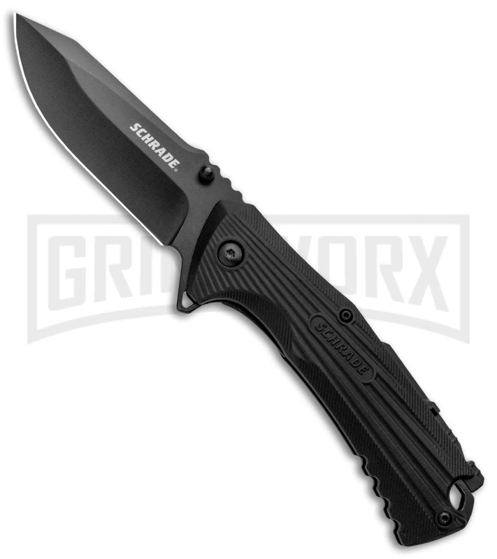 Schrade U.G. Black Folding Knife W/ Firestarter - Black
