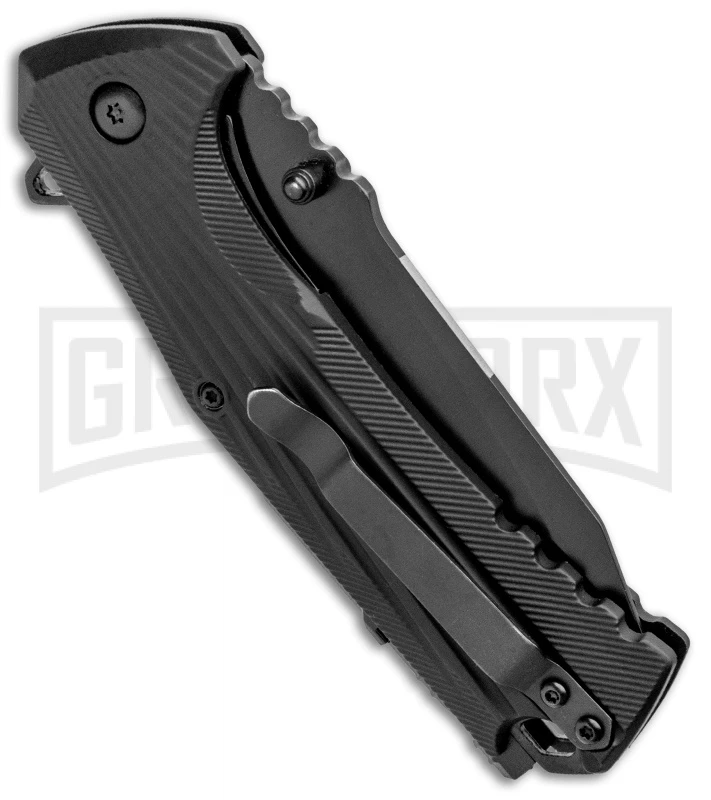 Schrade U.G. Black Folding Knife W/ Firestarter - Black - Image 3