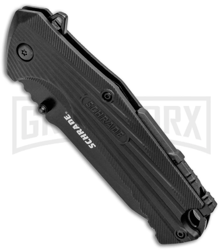 Schrade U.G. Black Folding Knife W/ Firestarter - Black - Image 2