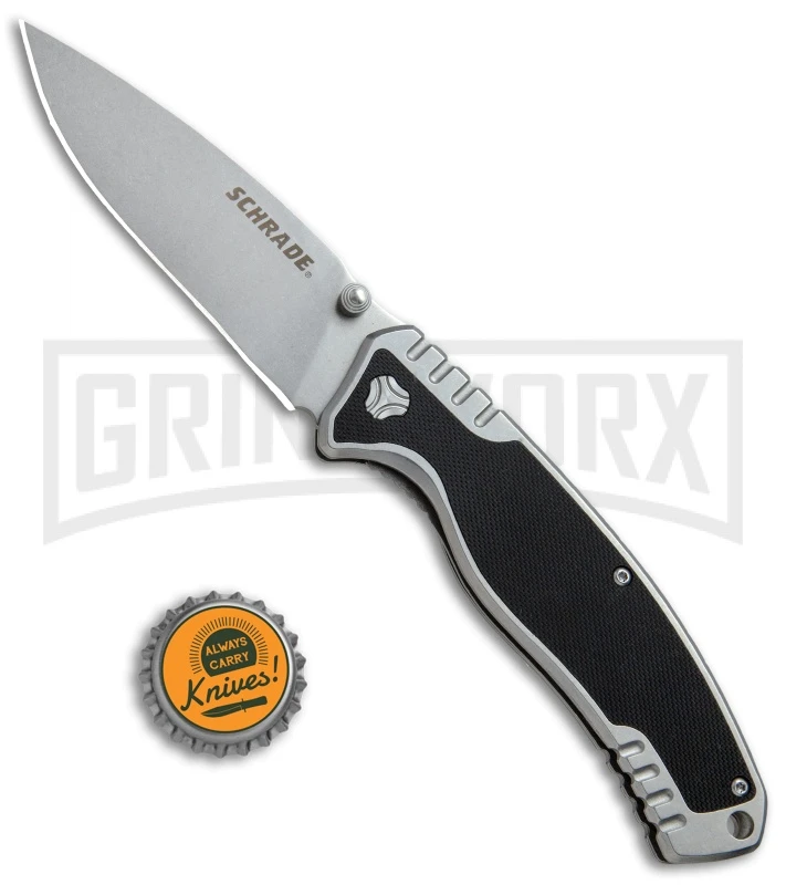 Schrade Ultra Glide Black G-10 Folding Knife - Stonewash Plain - Image 4