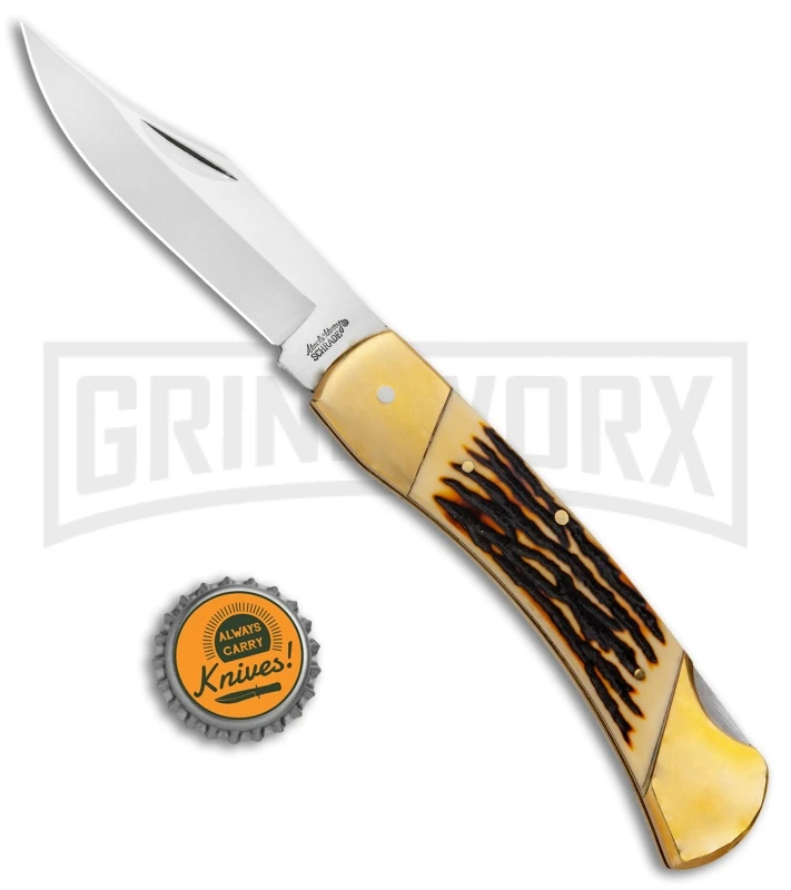 Schrade Uncle Henry Papa Bear Brown Staglon Pocket Knife - Image 5