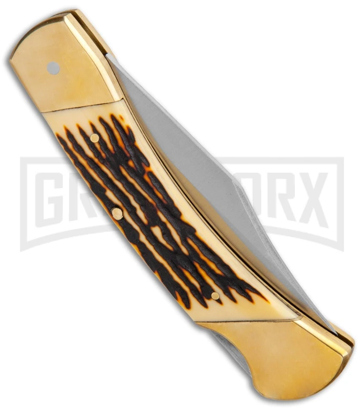 Schrade Uncle Henry Papa Bear Brown Staglon Pocket Knife - Image 3