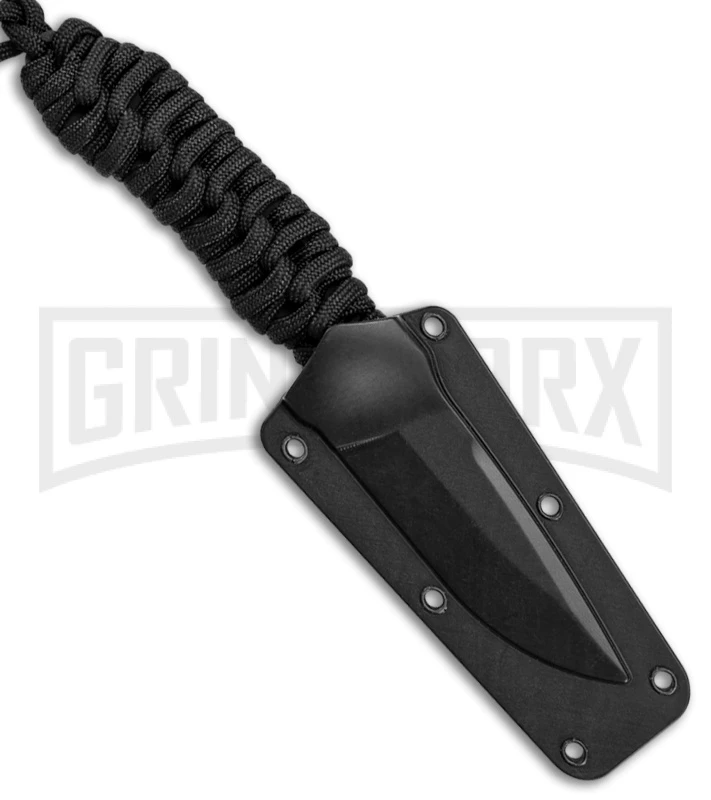 Schrade SCHF46 Black Paracord Neck Knife Fixed Blade - Black Plain - Image 2