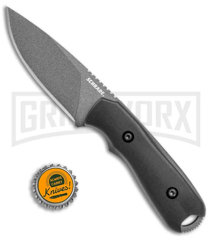 Schrade Mini Frontier Black Grivory Fixed Blade Knife - Black Plain - Image 3