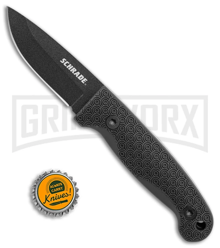 Schrade Small Frontier Black TPE Fixed Blade Knife - Black Plain - Image 3