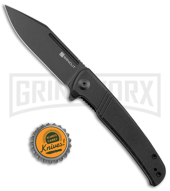SENCUT Brazoria Black G-10 Liner Lock Knife - Black SW Plain - Image 4