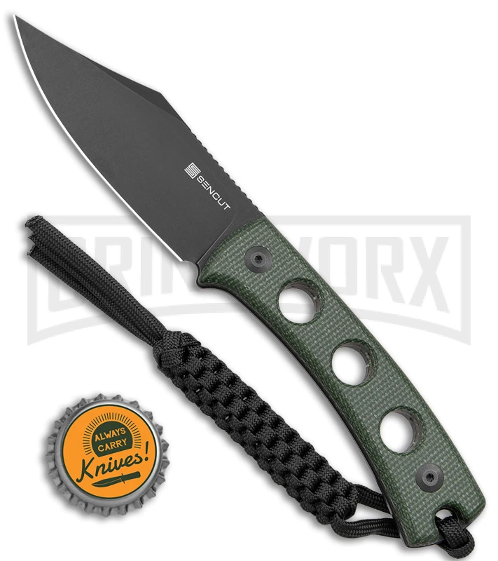 SENCUT Waxahachie Dark Green Micarta Fixed Blade Knife - Black SW - Image 4