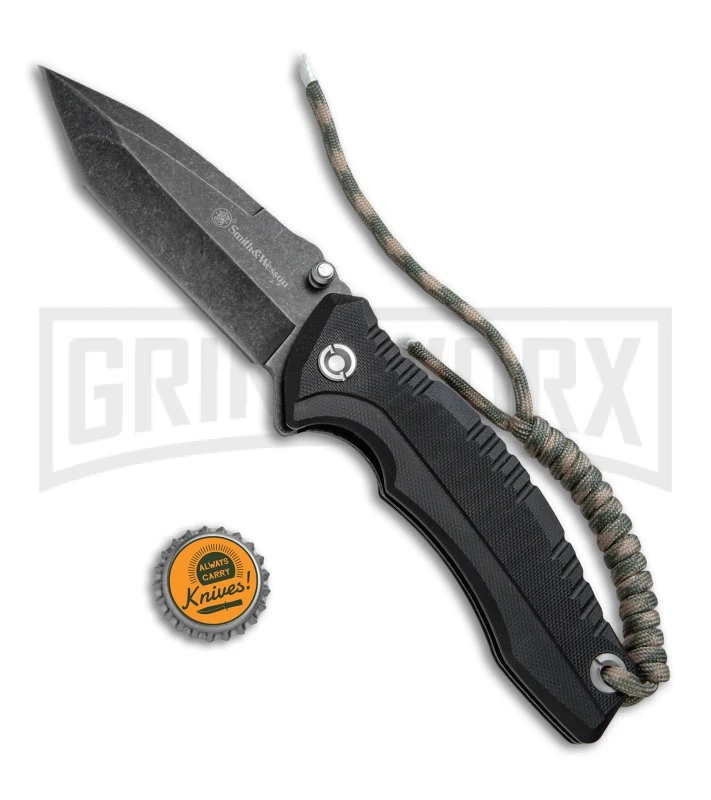 Smith & Wesson Black G-10 Tanto Folding Knife - Black SW Plain - Image 4