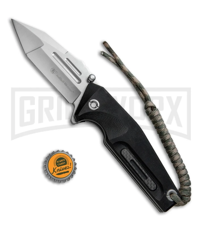 Smith & Wesson Black G-10 Tanto Folding Knife - Satin Plain - Image 4