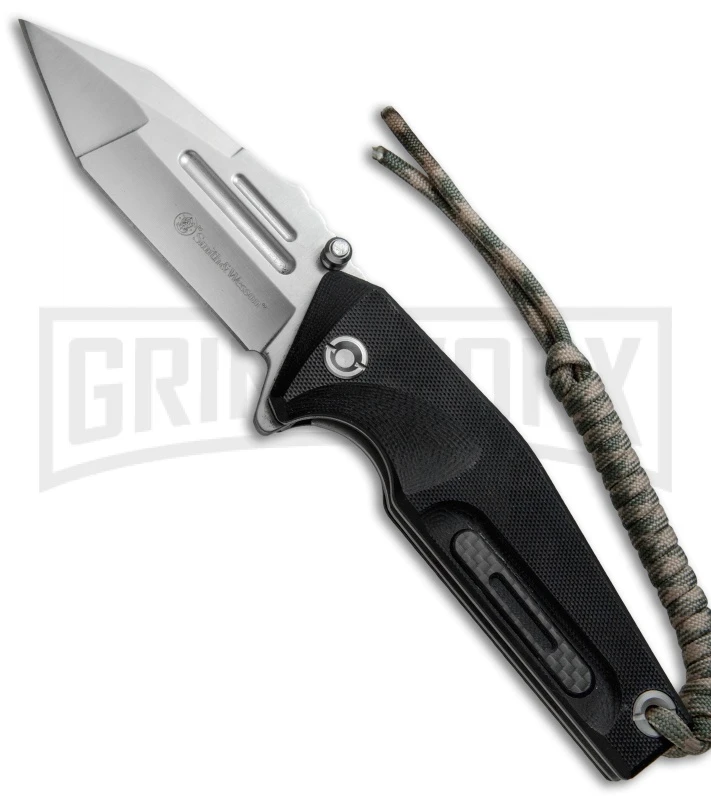 Smith & Wesson Black G-10 Tanto Folding Knife - Satin Plain