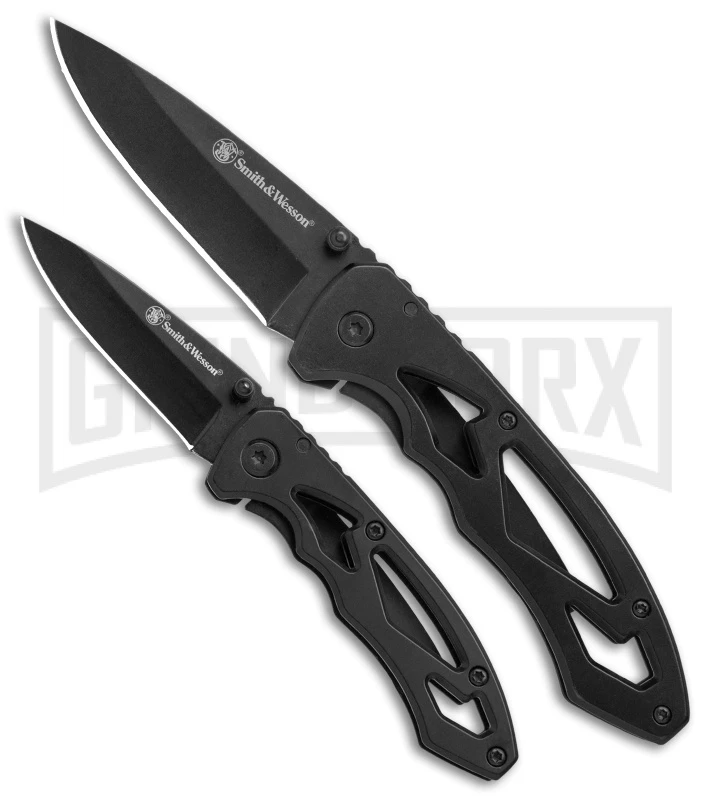 Smith & Wesson Two Piece Folding Knife Combo Pack - Black Plain