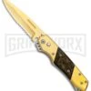 Super Knife Croc Automatic Knife Stainless Gold W/ Brown Inlay - Satin Serr