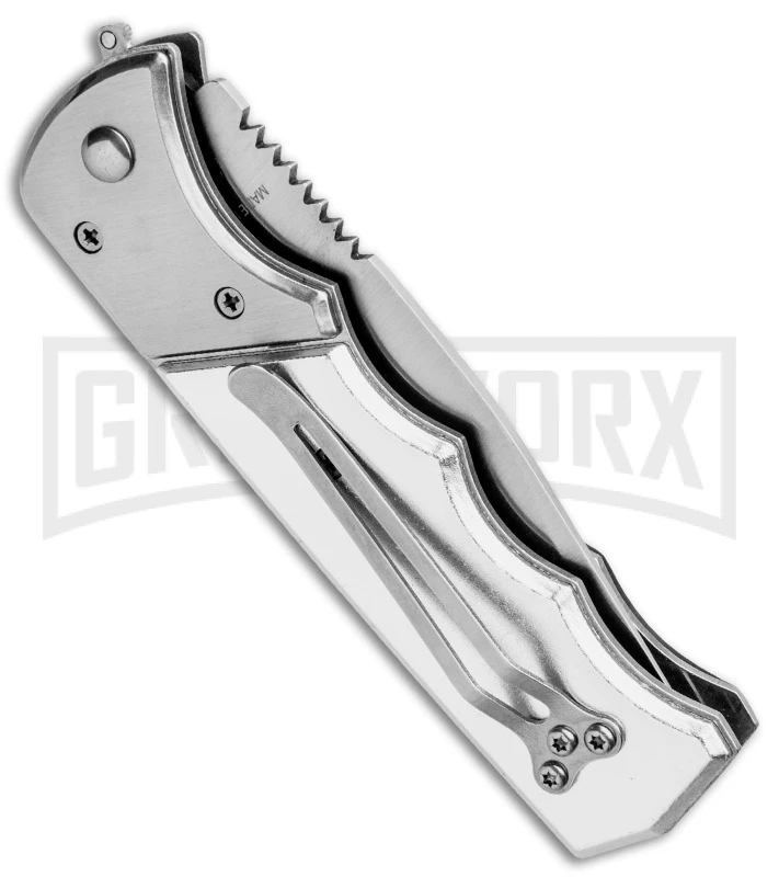 Super Knife Dingo Brown Marble Acrylic Automatic Knife - Satin Serr - Image 3