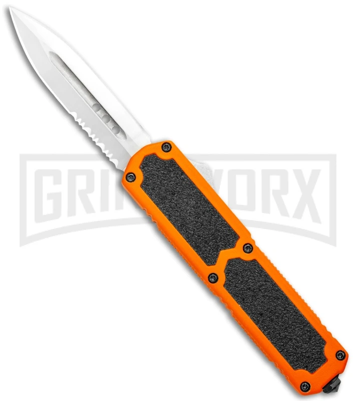 Titan Orange D/A OTF Automatic Knife - Satin Dagger Serr