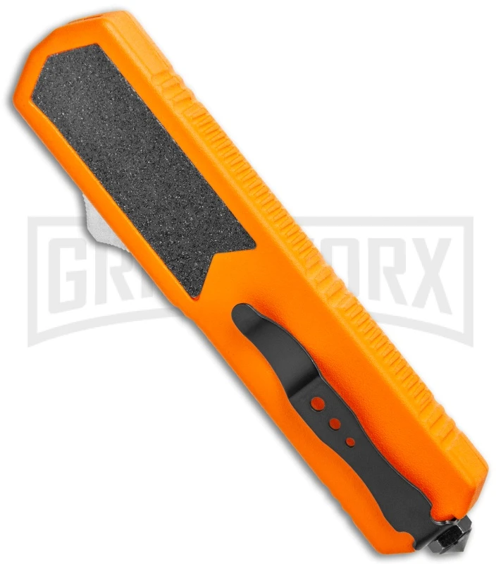 Titan Orange D/A OTF Automatic Knife - Satin Dagger Serr - Image 3