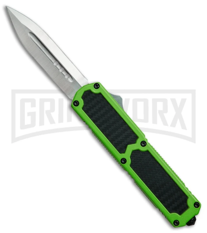 Titan Green D/A OTF Sim Carbon Fiber Automatic Knife - Dagger Satin Plain