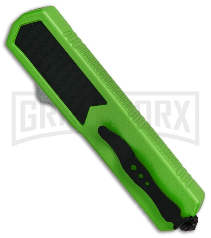 Titan Green D/A OTF Sim Carbon Fiber Automatic Knife - Dagger Satin Plain - Image 2