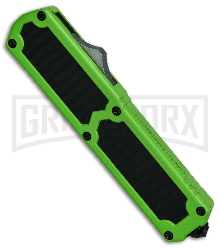 Titan Green D/A OTF Sim Carbon Fiber Automatic Knife - Dagger Satin Plain - Image 3